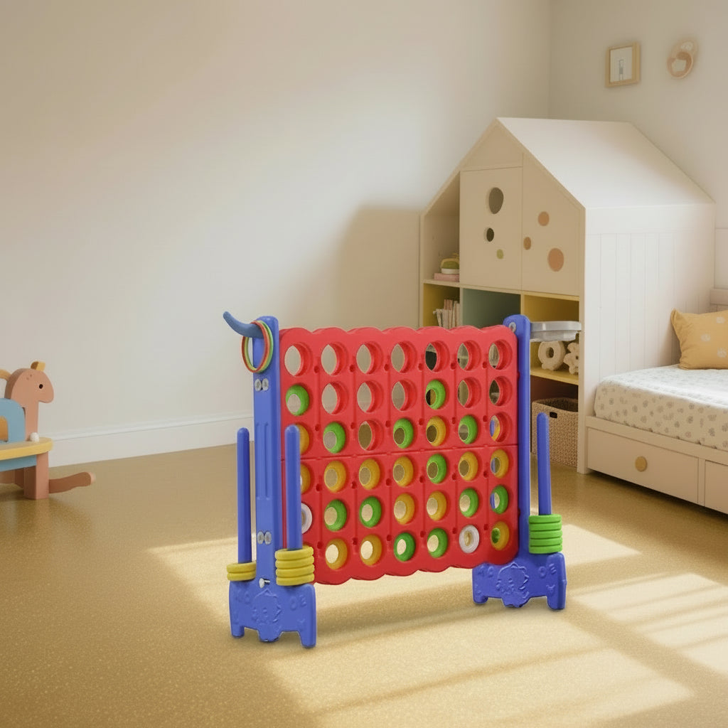 Puzzloria Giant Connect 4 3-in-1 outdoor yard game with basketball hoop ring toss oversized four in a row weather-resistant backyard 