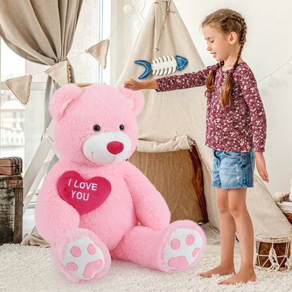 Giant Teddy Bear 4 Feet Big Footprints Plush Stuffed Animals Life Size Large Teddy for Girlfriend Wife Children Teddy-Bear_4ft-Pink