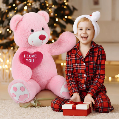 Giant Teddy Bear 4 Feet Big Footprints Plush Stuffed Animals Life Size Large Teddy for Girlfriend Wife Children Teddy-Bear_4ft-Pink