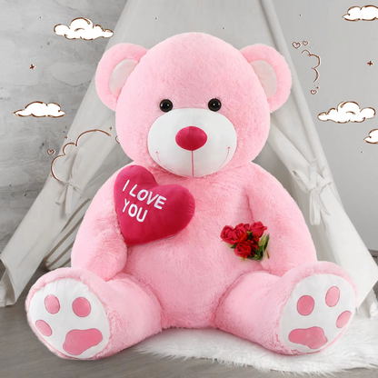 Giant Teddy Bear 4 Feet Big Footprints Plush Stuffed Animals Life Size Large Teddy for Girlfriend Wife Children Teddy-Bear_4ft-Pink