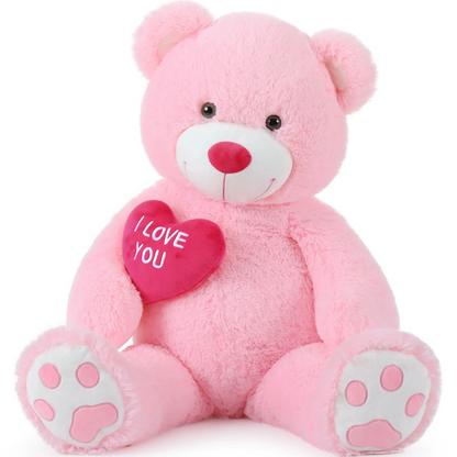 Giant Teddy Bear 4 Feet Big Footprints Plush Stuffed Animals Life Size Large Teddy for Girlfriend Wife Children Teddy-Bear_4ft-Pink
