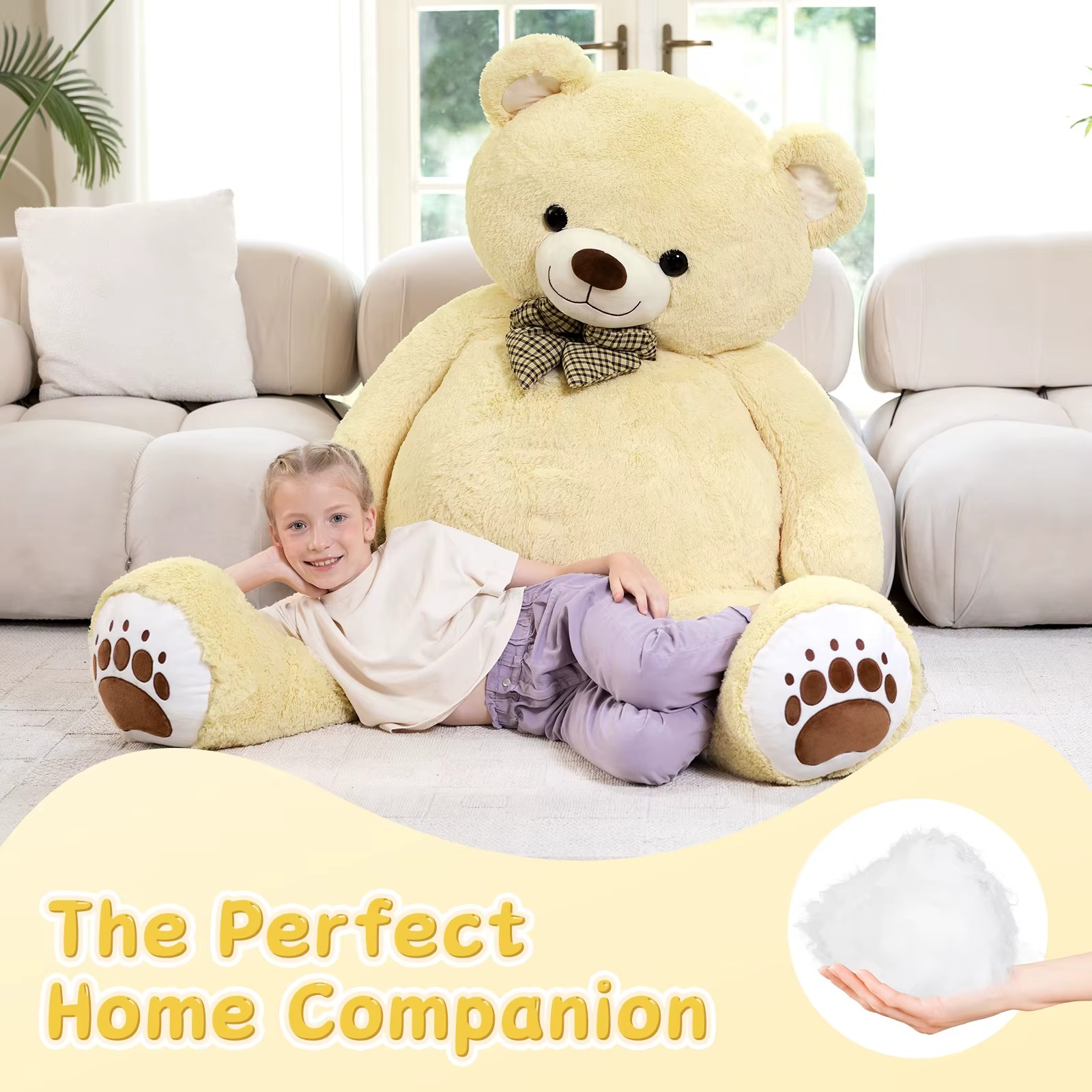 Giant Teddy Bear 6 Feet Big Footprints Plush Stuffed Animals Life Size Large Teddy for Girlfriend Wife Children Teddy-Bear_6ft-Yellow
