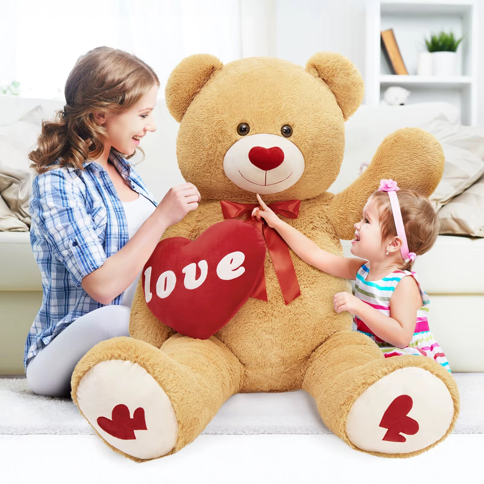 Giant Teddy Bear 5 Feet Big Footprints Plush Stuffed Animals Life Size Large Teddy for Girlfriend Wife Children Teddy-Bear_5ft-Brown