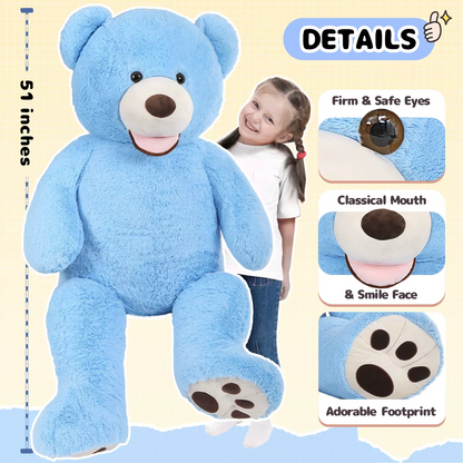 Giant Teddy Bear 4 Feet Big Footprints Plush Stuffed Animals Life Size Large Teddy for Girlfriend Wife Children Teddy-Bear_5ft-Blue