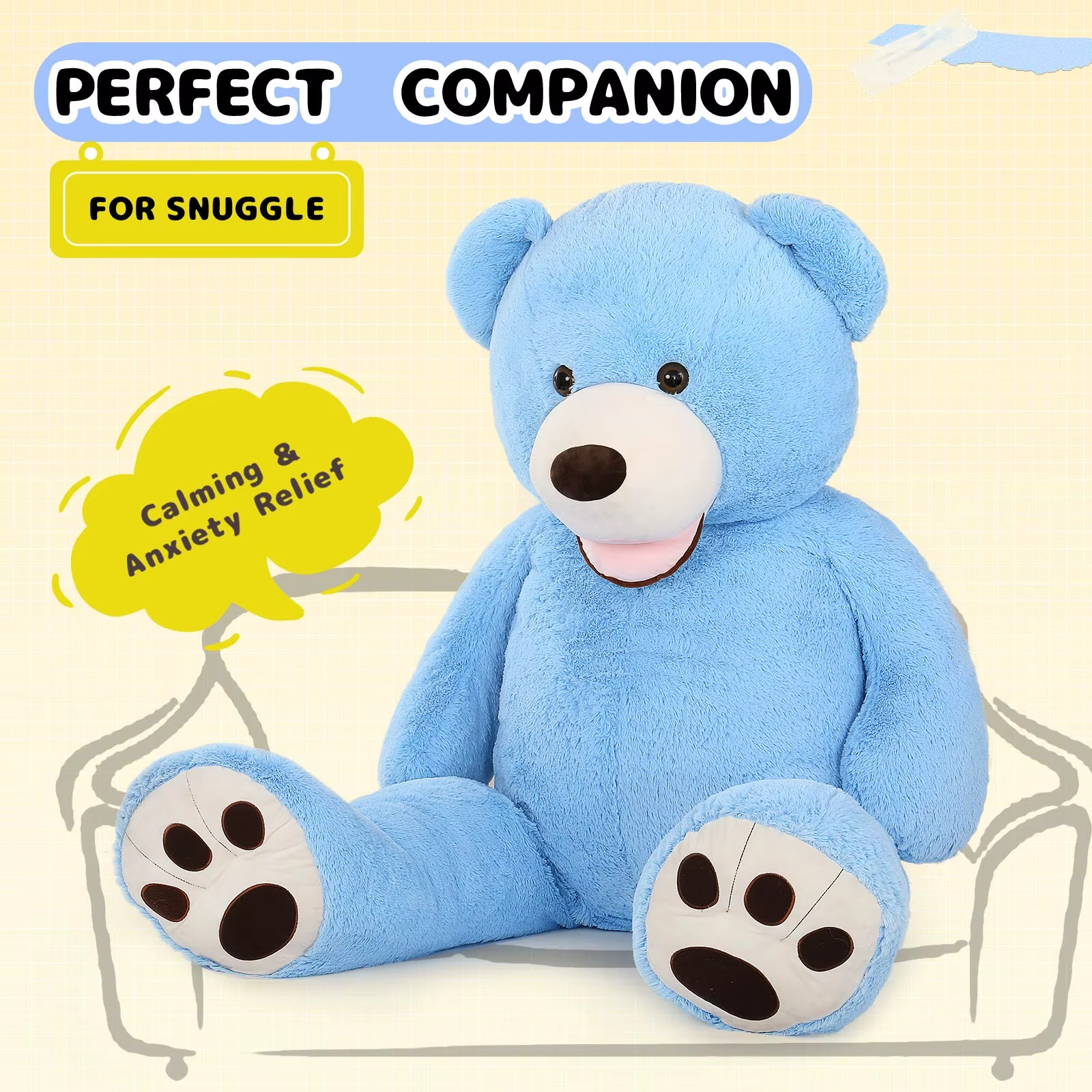 Giant Teddy Bear 4 Feet Big Footprints Plush Stuffed Animals Life Size Large Teddy for Girlfriend Wife Children Teddy-Bear_5ft-Blue
