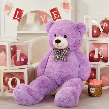 Giant Teddy Bear 5 Feet Big Footprints Plush Stuffed Animals Life Size Large Teddy for Girlfriend Wife Children Teddy-Bear_5ft-Purple Teddy-Bear_4ft-Purple