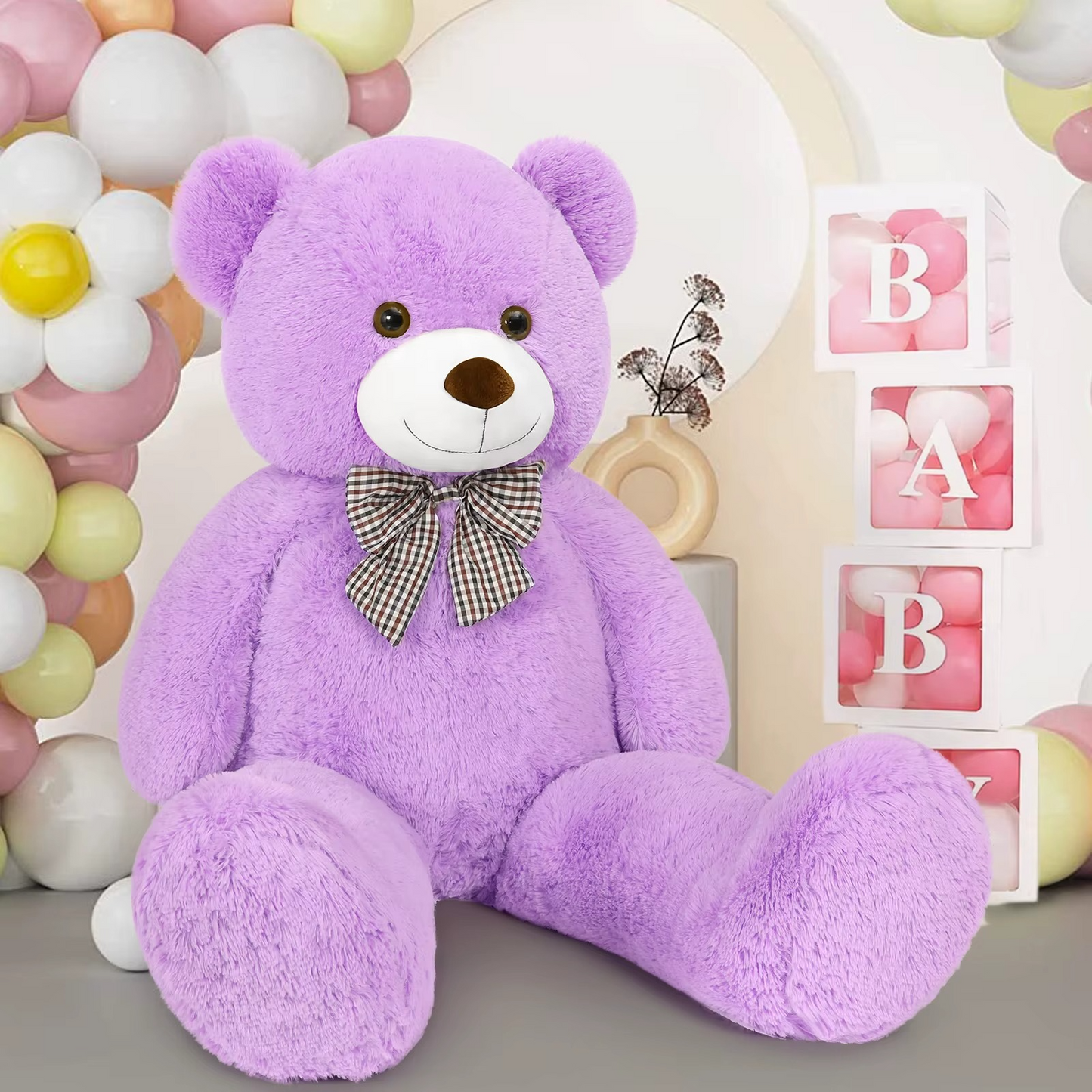 Giant Teddy Bear 5 Feet Big Footprints Plush Stuffed Animals Life Size Large Teddy for Girlfriend Wife Children Teddy-Bear_5ft-Purple Teddy-Bear_4ft-Purple