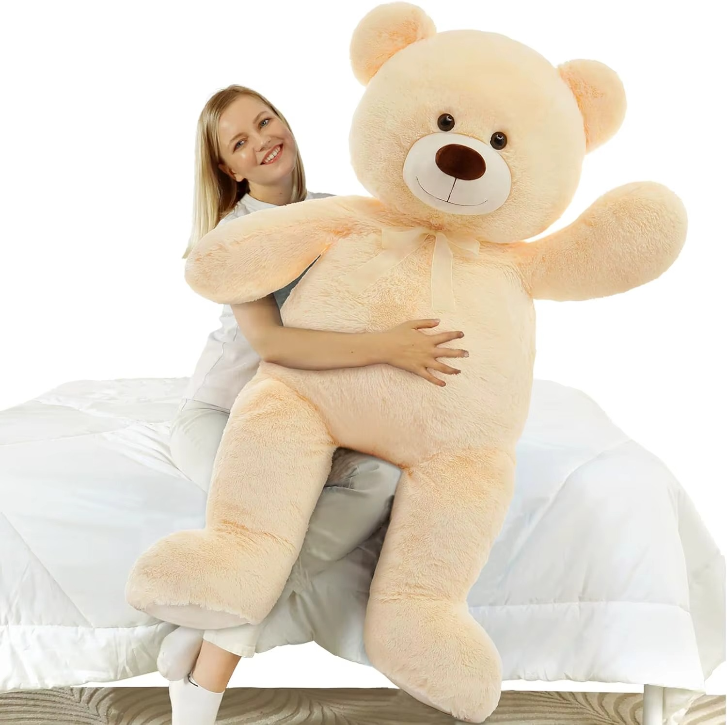 Giant Teddy Bear 4 Feet Big Footprints Plush Stuffed Animals Life Size Large Teddy for Girlfriend Wife Children Teddy-Bear_5ft-Creamy