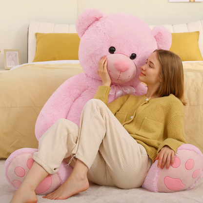 Giant Teddy Bear 5 Feet Big Footprints Plush Stuffed Animals Life Size Large Teddy for Girlfriend Wife Children Teddy-Bear_5ft-Pink
