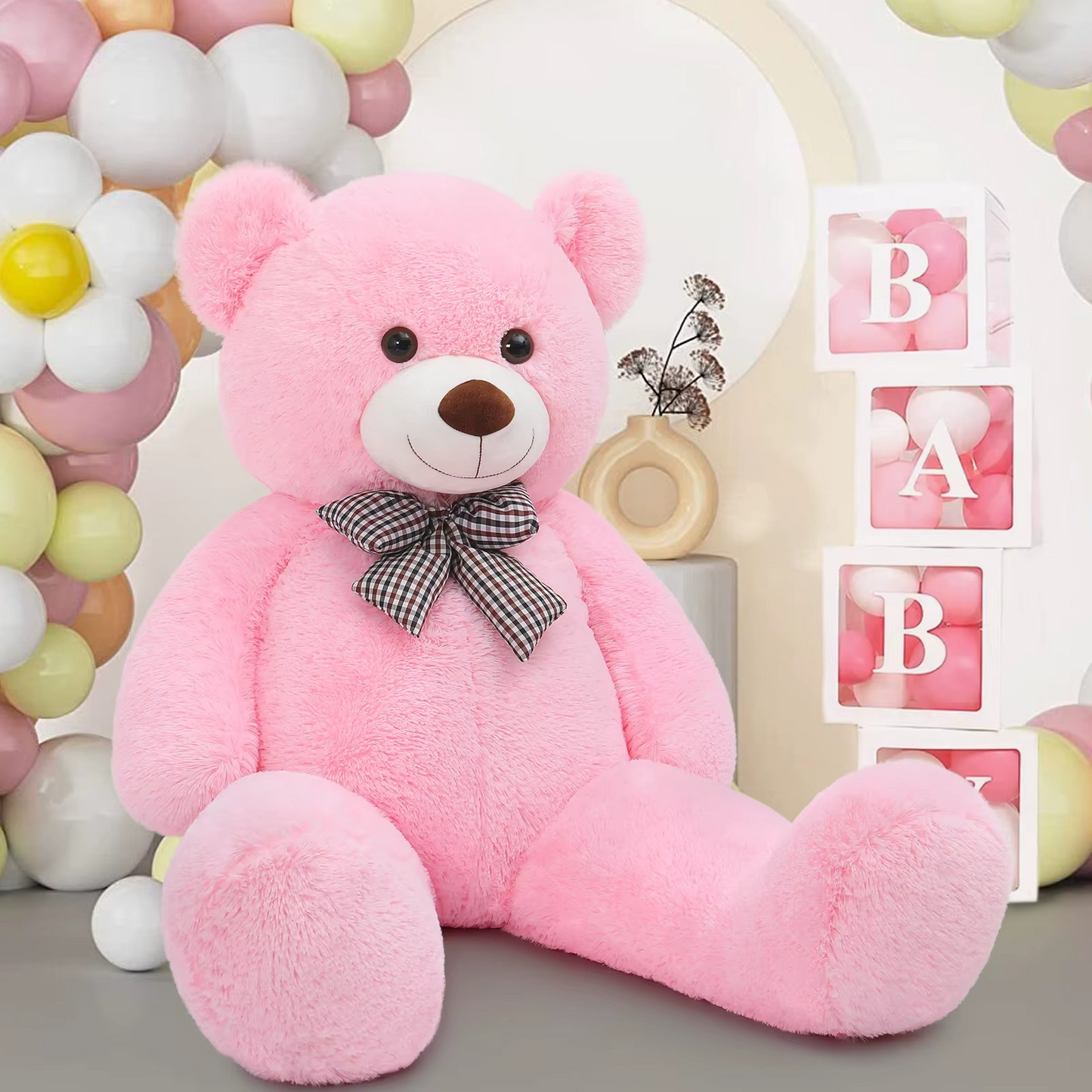 Giant Teddy Bear 4 Feet Big Footprints Plush Stuffed Animals Life Size Large Teddy for Girlfriend Wife Children Teddy-Bear_4ft-Pink-2