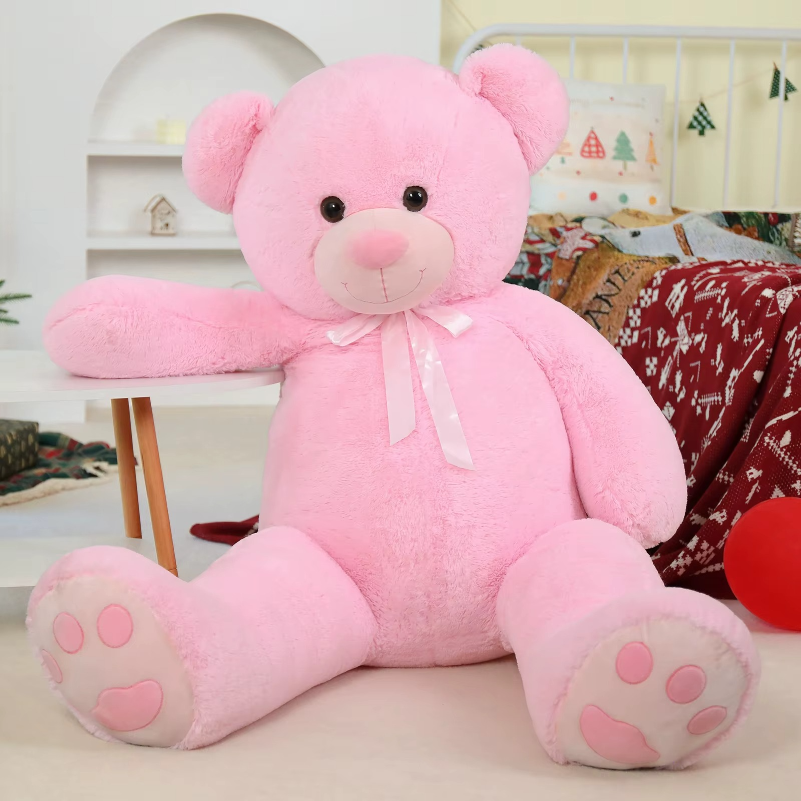 Giant Teddy Bear 4 Feet Big Footprints Plush Stuffed Animals Life Size Large Teddy for Girlfriend Wife Children Teddy-Bear_5ft-Pink