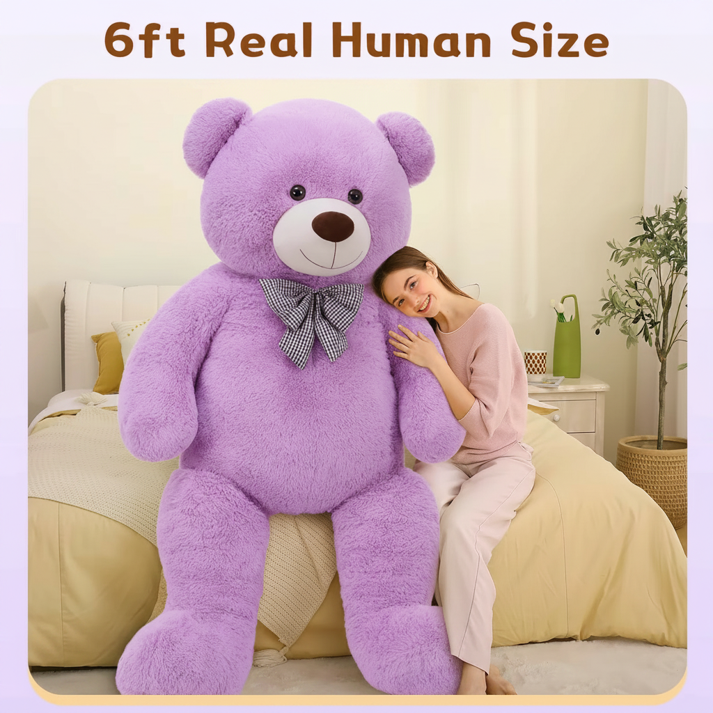 giant purple teddy bear 6 foot 72 inch life size plush stuffed animal for bedroom Valentines gift – Teddy-Bear_5ft-Purple
