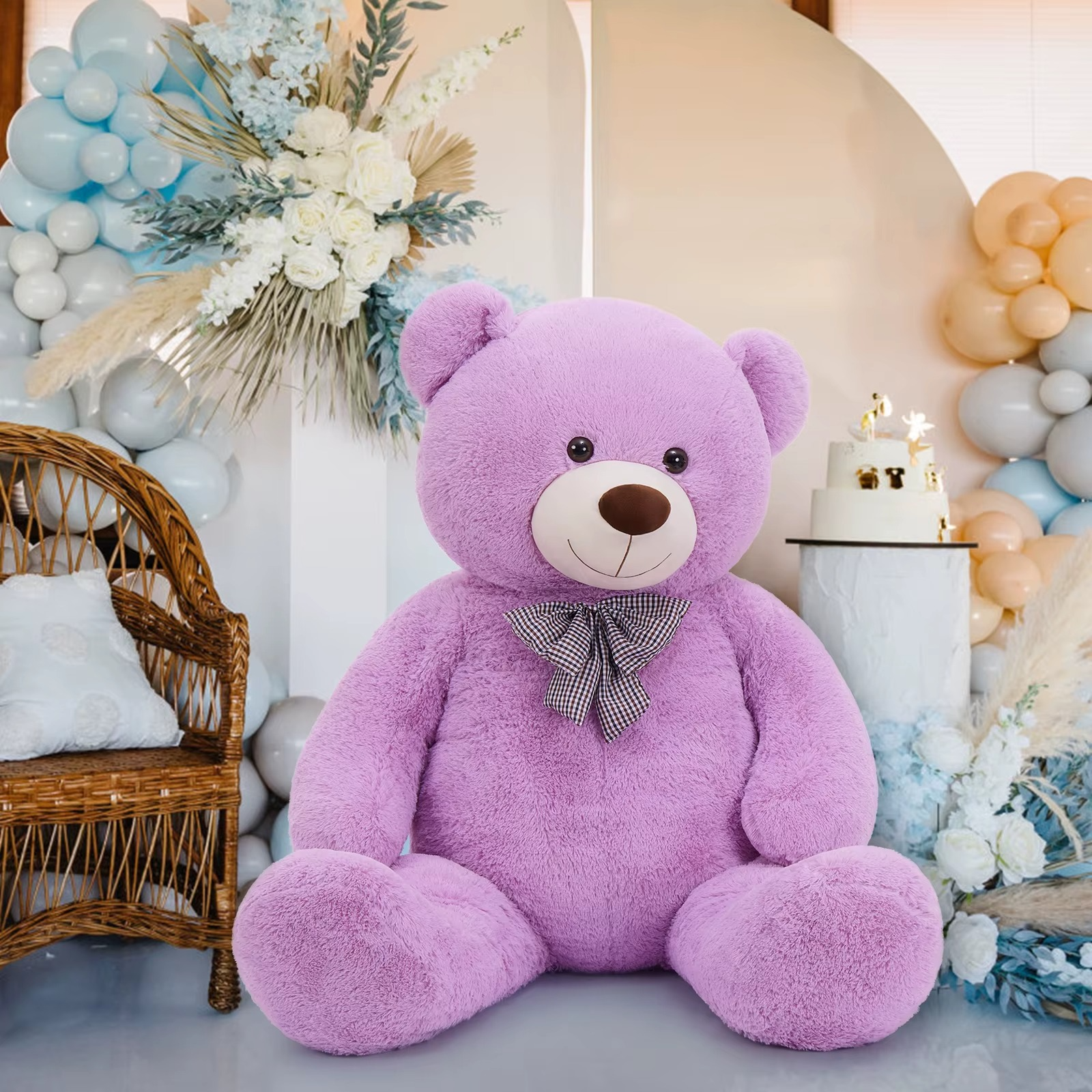 purple giant teddy bear baby shower centerpiece plush stuffed animal 72 inch life size nursery – Teddy-Bear_5ft-Purple