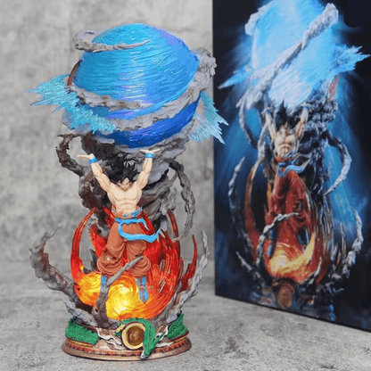 goku spirit bomb action figure detail on torn gi and muscle sculpt, pvc resin anime statue for serious collectors