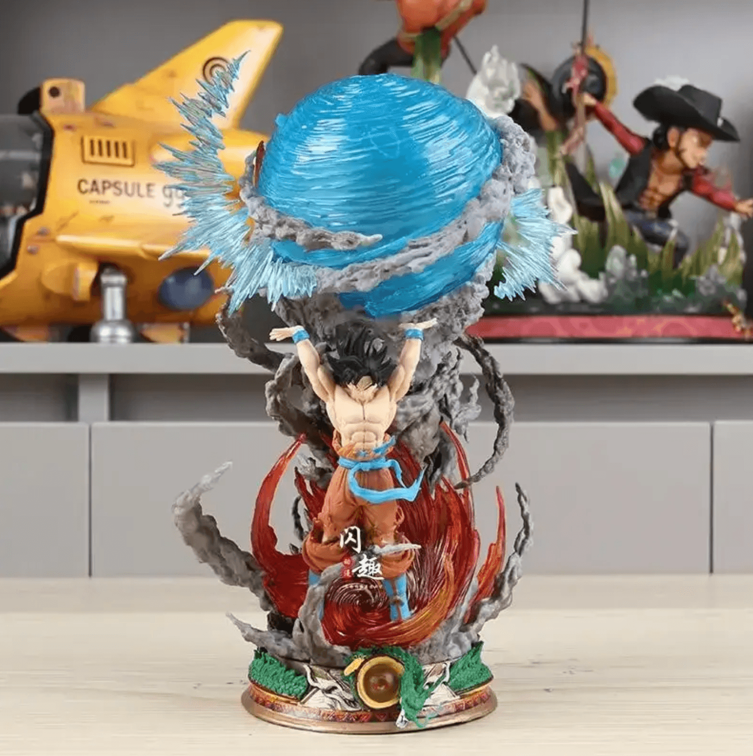 goku spirit bomb figurine 9 inch anime statue in gift box, christmas present for teens and dbz collectors