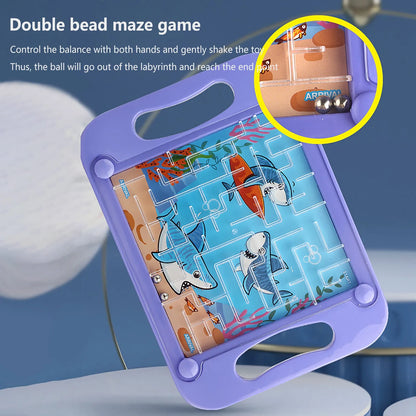 3D maze ball puzzle toy handheld gravity balance brain game for kids with colorful cartoon design, Pink Purple Blue Green