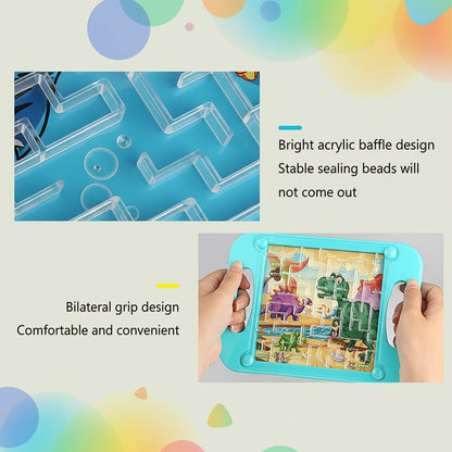 3D maze ball puzzle toy handheld gravity balance brain game for kids with colorful cartoon design, Pink Purple Blue Green