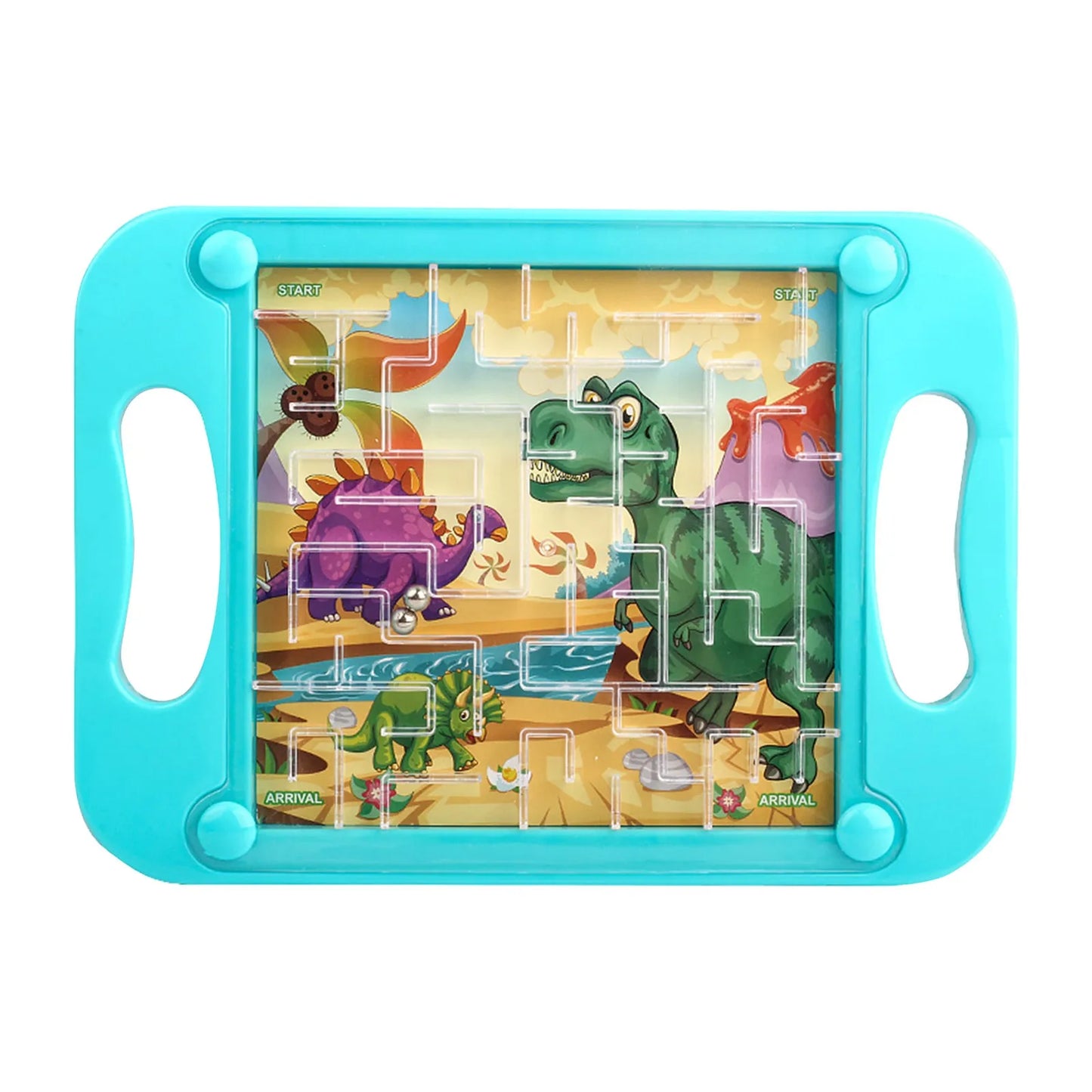 3D maze ball puzzle toy handheld gravity balance brain game for kids with colorful cartoon design, Pink Purple Blue Green