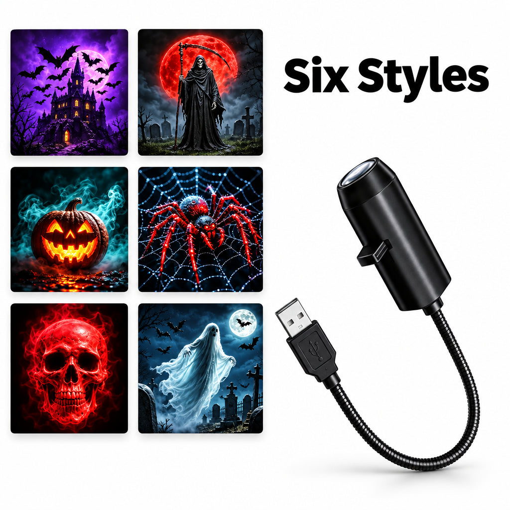 colour halloween projector light with grim reaper pumpkin haunted castle and red skull discs for party room decor, Halloween N6, Halloween 12