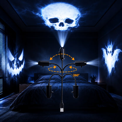 360 degree gooseneck halloween projector night light aiming skull ghost and bat images at ceiling or wall, Halloween 6, Halloween N6, Halloween 12