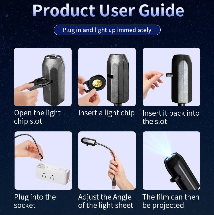 how to use halloween projection night light, insert pattern disc, plug into USB socket and adjust gooseneck angle, Halloween 6, Halloween N6