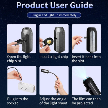 how to use halloween projection night light, insert pattern disc, plug into USB socket and adjust gooseneck angle, Halloween 6, Halloween N6