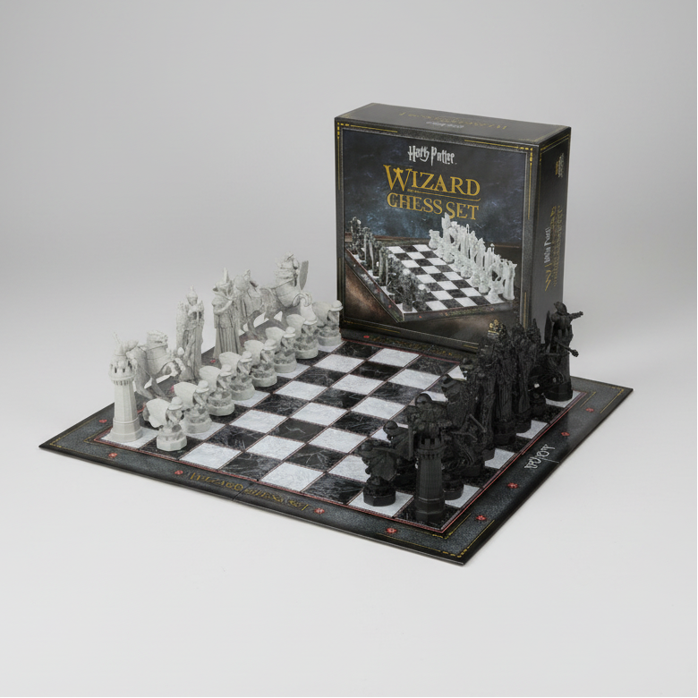 Harry Potter Wizard Chess Set 32 pieces Philosopher's Stone Final Challenge replica with folding board and storage bags