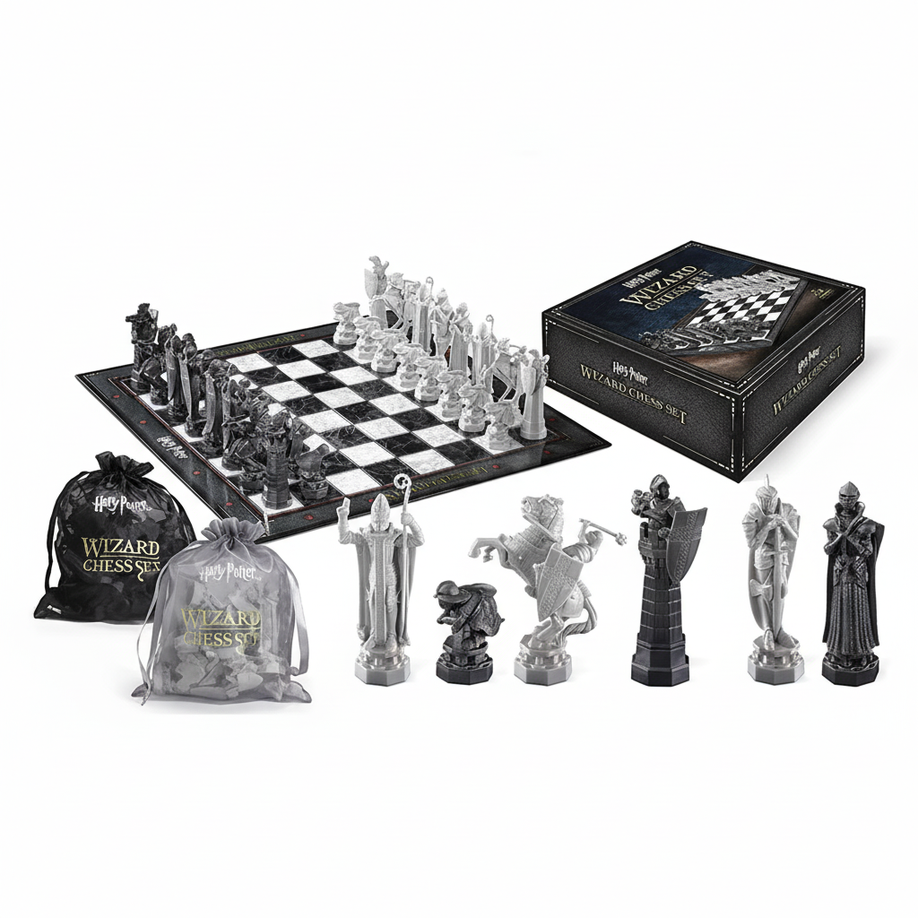 Harry Potter Wizard Chess Set 32 pieces Philosopher's Stone Final Challenge replica with folding board and storage bags
