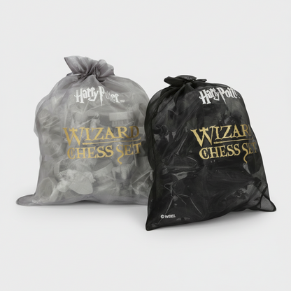 Two bags labeled 'Harry Potter Wizard Chess Set' on a white background
