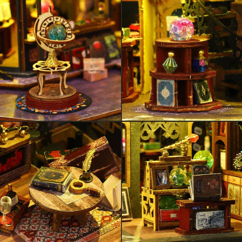 miniature dollhouse furniture and magic shop props close up, detailed diy craft kit for miniature collectors (KIt Only, Kit + Dust Cover)