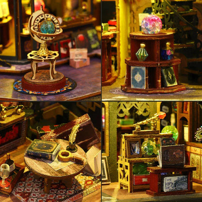 miniature dollhouse furniture and magic shop props close up, detailed diy craft kit for miniature collectors (KIt Only, Kit + Dust Cover)