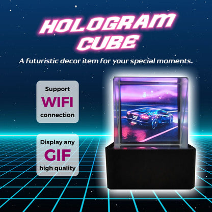 wifi hologram cube display retro synthwave scene 3d depth photo frame creative tech gift for gamers
