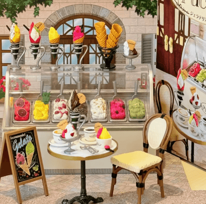 tiny ice cream shop miniature 1:12 collectible gelato cones display case dollhouse scene dollhouse food