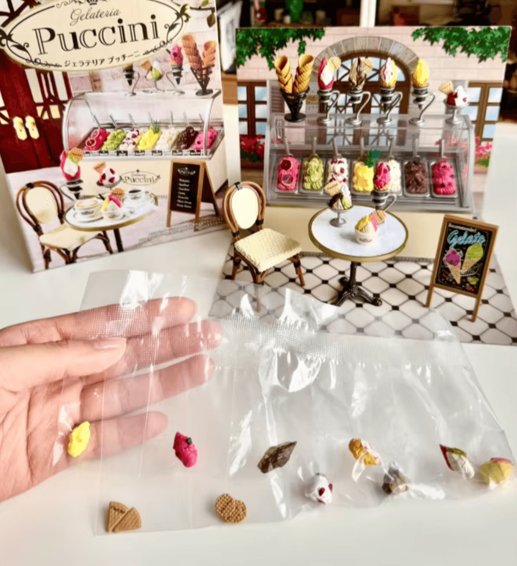 gelato shop miniature dollhouse 1:12 scale set ice cream cone display tiny food diorama collectible