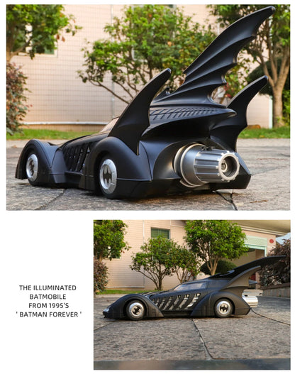 Illuminated Batmobile from Batman Forever with rear jet turbine, diecast Batman car toy for shelf display, 1995 2 Tail