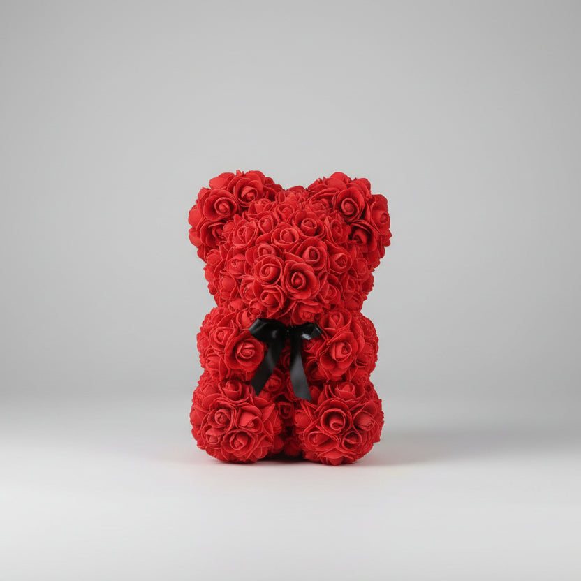 Rose teddy bear artificial foam flower gift Valentine's Day anniversary decor Red, Pink, and White