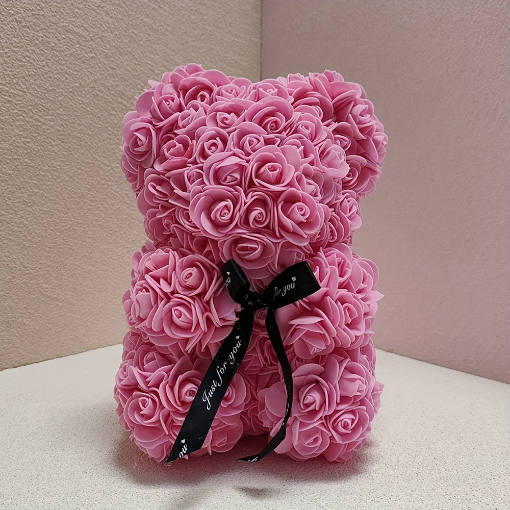 Rose teddy bear artificial foam flower gift Valentine's Day anniversary decor Red, Pink, and White
