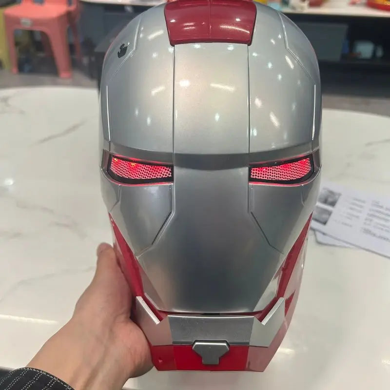 Iron Man Helmet Mark V MK46 Wearable Electric Cosplay Mask Auto Open Close LED Eyes Sound for Marvel Fans – Puzzloria