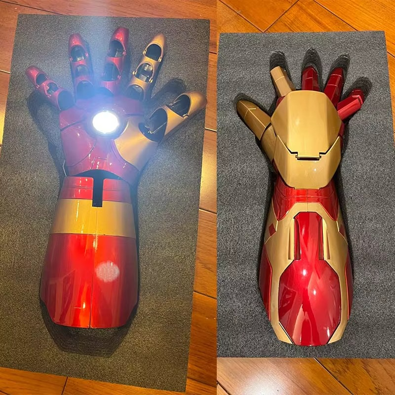 iron man mark 42 wearable arm led palm cannon lit unlit comparison cosplay marvel costume Right Hand, Left Hand, Right Arm, Left Arm