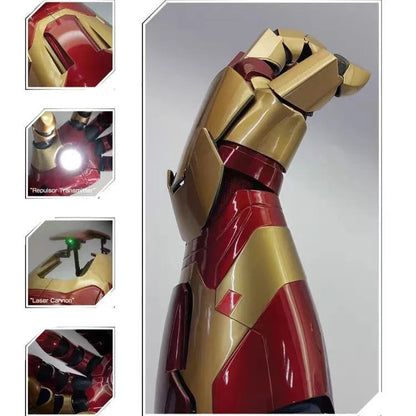 iron man mk42 forearm gauntlet wearable led laser cosplay costume marvel collectible display Right Arm, Left Arm