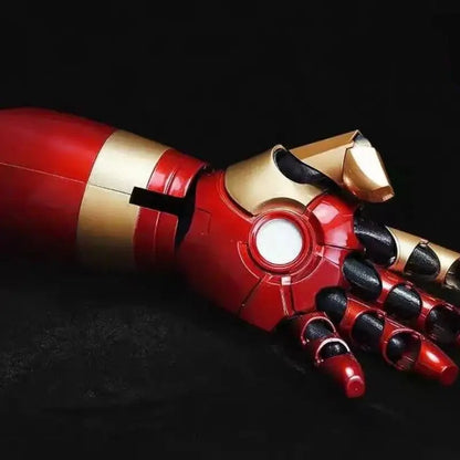 wearable iron man arm mk42 gauntlet led light cosplay costume movie replica abs plastic red gold Right Arm, Left Arm