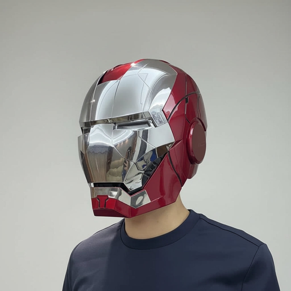 iron man MK5 helmet wearable cosplay person wearing 1:1 mask jarvis voice activated mark V – Silver, Gold