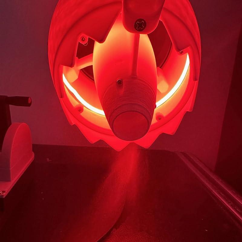 afterburner nozzle close up with LED glow and mist spray, jet engine desk humidifier fan for pilots Red