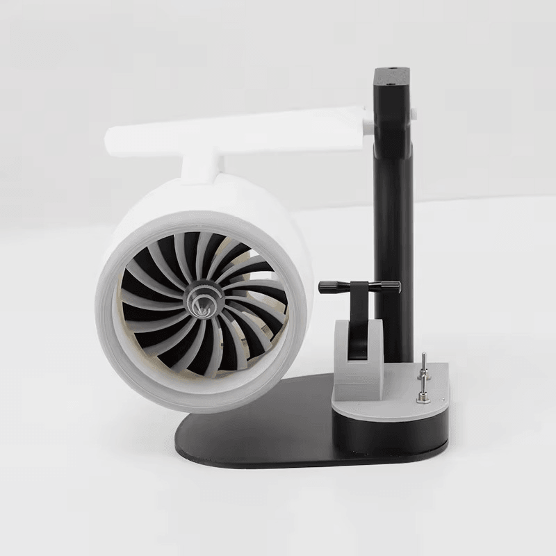 turbofan jet engine desk model with layered fan blades, 3D printed humidifier gift for airplane collectors Blue