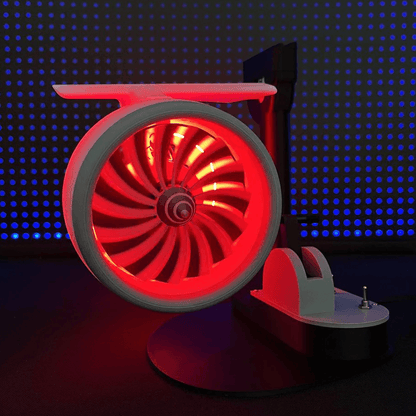 jet engine humidifier with glowing afterburner tail light, USB desk fan night light for gaming setup Red