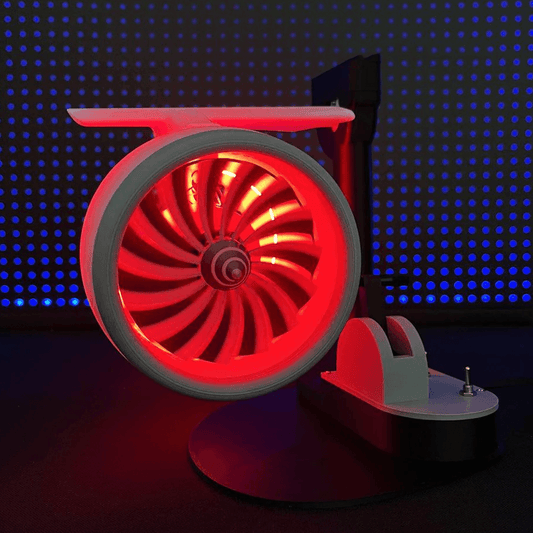 jet engine humidifier with glowing afterburner tail light, USB desk fan night light for gaming setup Red