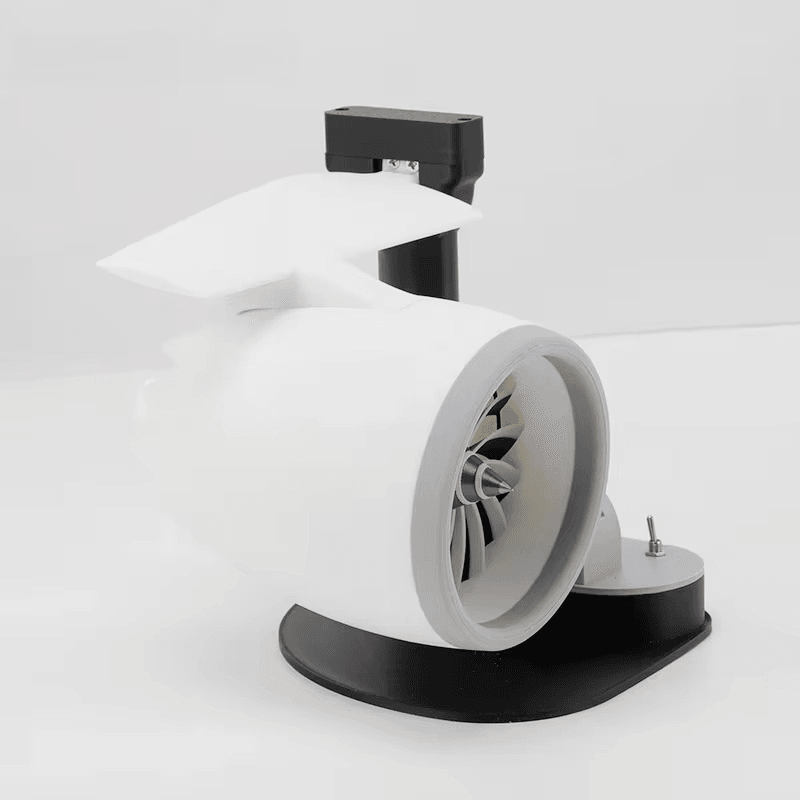 3D printed turbofan desk fan with throttle lever base, jet engine model gadget for office workspace Red, Blue
