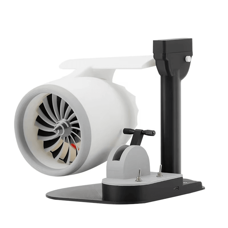 jet engine desk fan white turbofan model with adjustable height stand, USB gadget gift for plane lovers Blue