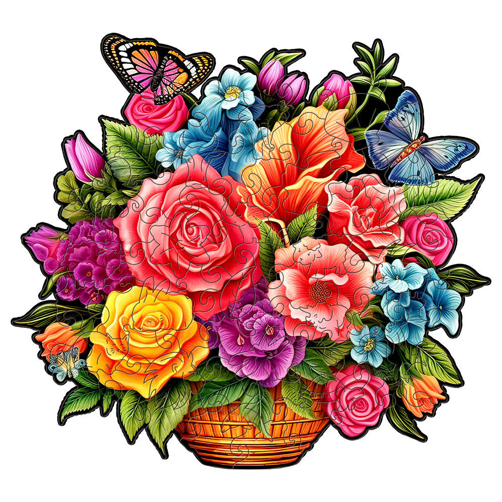Colorful wooden jigsaw puzzle featuring artistic animal design with intricate patterns and vibrant details