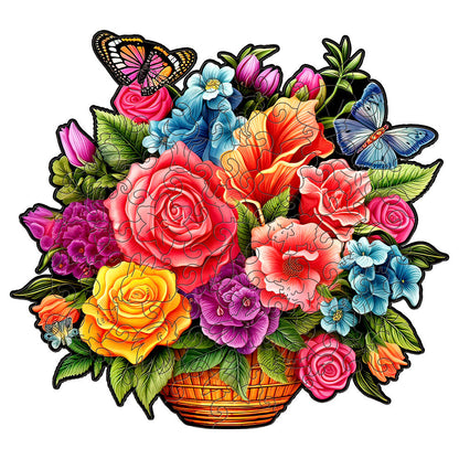 Colorful wooden jigsaw puzzle featuring artistic animal design with intricate patterns and vibrant details